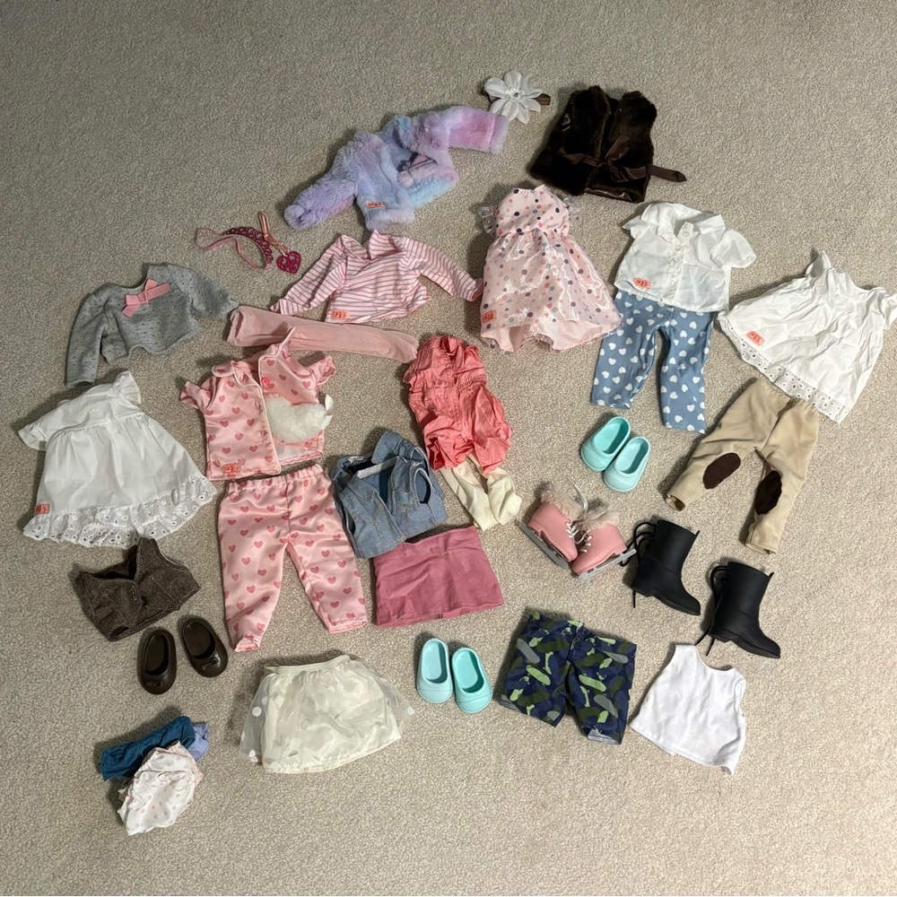 Lot of Our Generation doll clothing and accessories